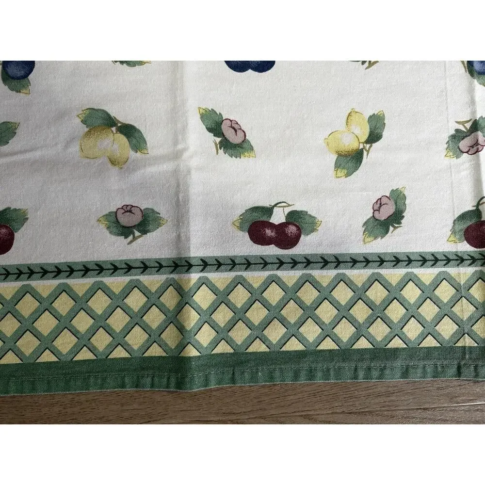 Country Fruit Pattern Reversible Fabric Rectangular Table Runner Green Yellow